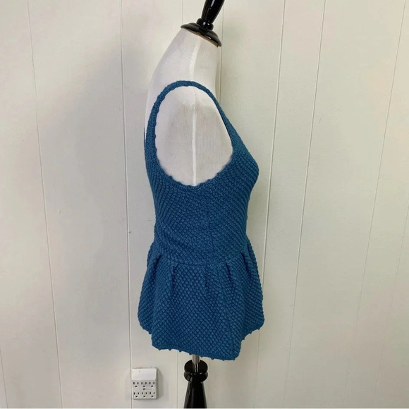 7 FOR ALL MANKIND boho knit crochet peplum top V Neck Bobble Knit Sz S Cottage - Picture 5 of 15